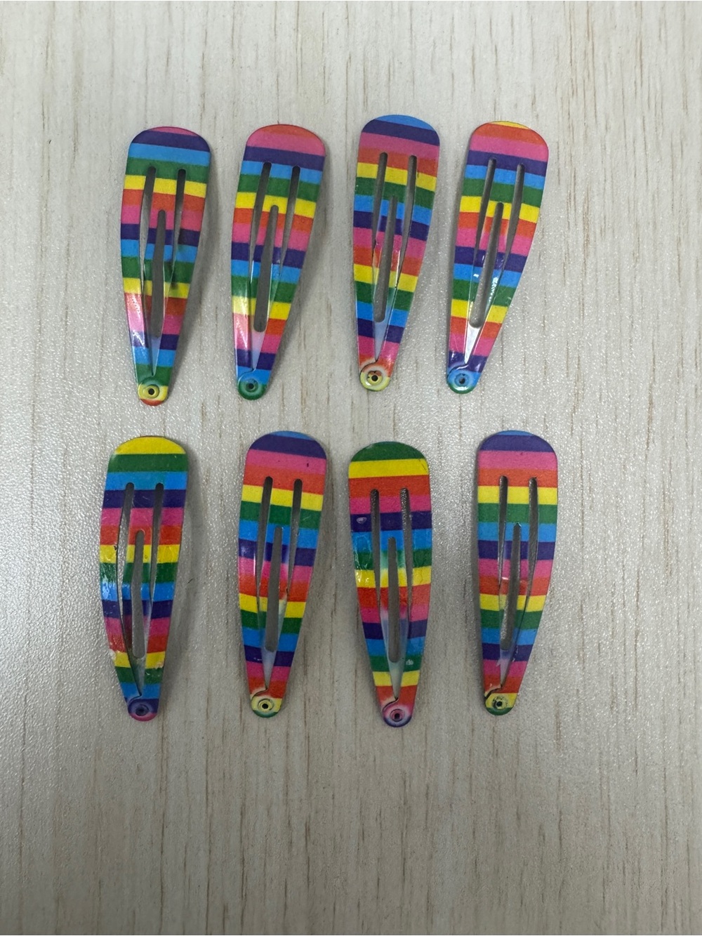 Set of 8 Rainbow 🌈 Pride Striped Snap Hair Clips